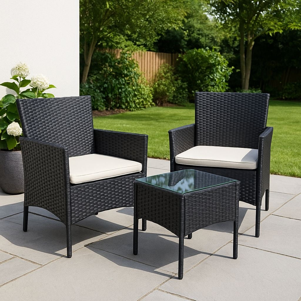 ⭐ Set de Terraza 3 Piezas – Ratán Sintético Premium (Cod.881108-1 Negro) 

💰 RD$8,995