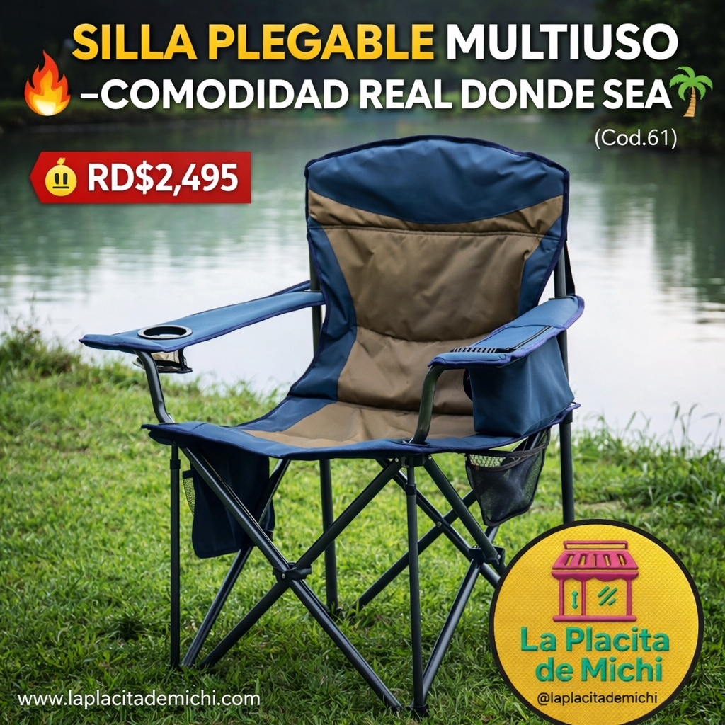 🪑🔥 SILLA PLEGABLE MULTIUSO – COMODIDAD REAL DONDE SEA 🔥🌴
(Cod.61)

💰 RD$2,495