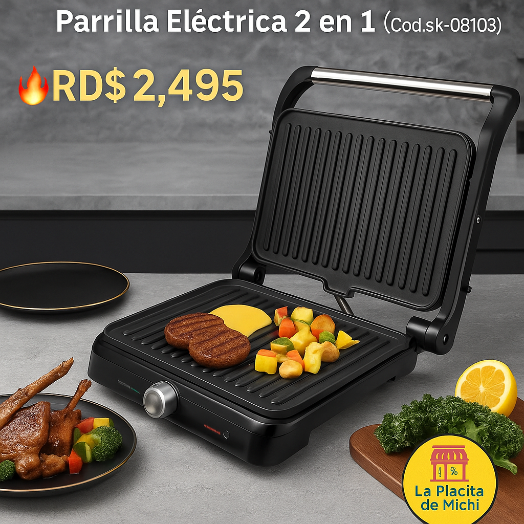 🍞🔥 Máquina de Pan y Tostadora Multiuso 
Parrilla Eléctrica 2 en 1 (Cod.sk-08103) (1000w) -110v