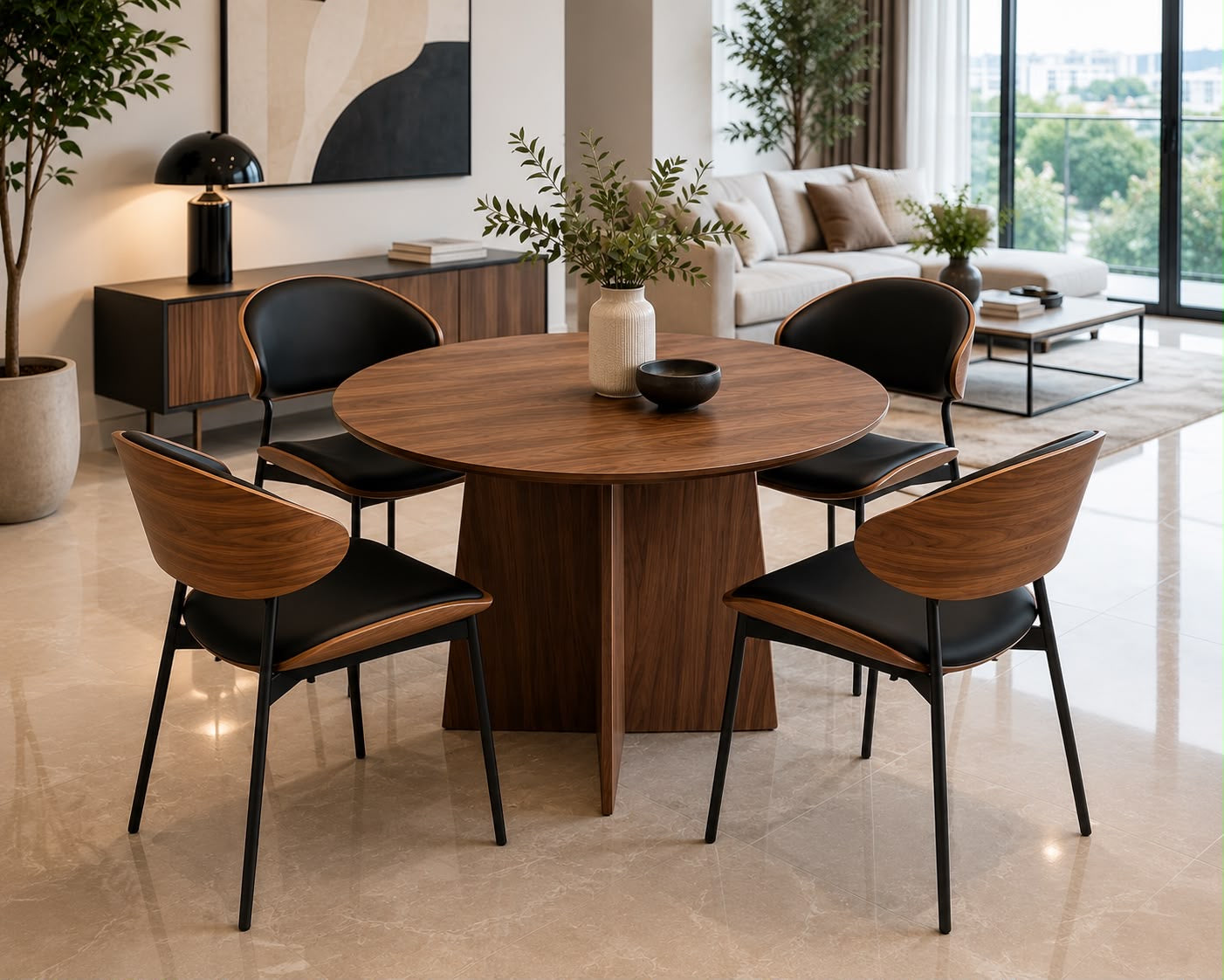 🏡✨ JUEGO DE COMEDOR MODERNO 4 PUESTOS ✨🏡 

💰RD$16,995 

- Mesa: (Cod. TZ-6815)
Medidas; 100 × 100 × 75 cm.

- Sillas: (Cod. X-027 Marrón)
Medidas: 91 × 52 × 50 cm.
