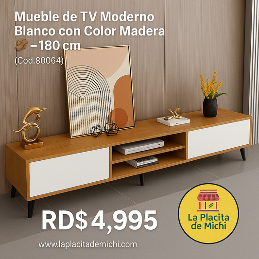 Mueble de TV Moderno Blanco con Color Madera 🪵 – 180 cm
(Cod.80064)

💰RD$4,995