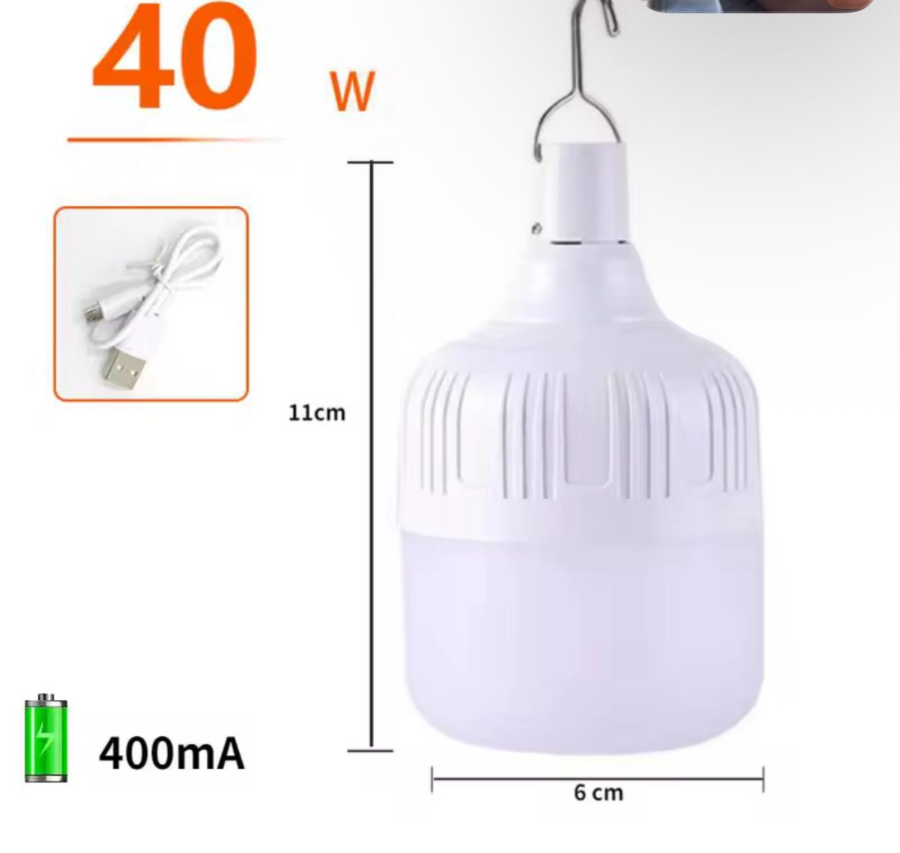 💡 Bombilla LED Recargable – ¡Luz en cualquier lugar! (Cod.033) (40w)