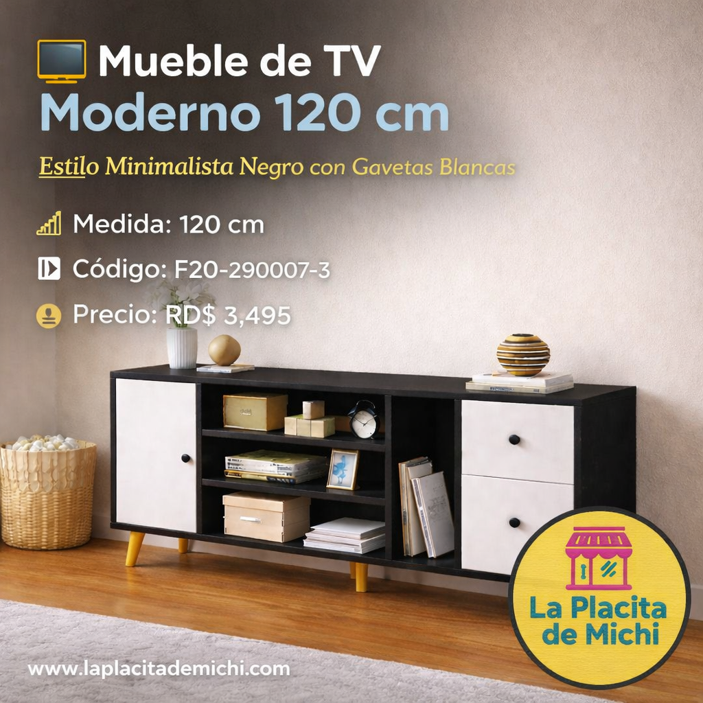 📺 Mueble de TV Moderno 120 cm – Estilo Minimalista Negro con Gavetas Blancas

📐 Medida: 120 cm
🆔 Código: F20-290007-3
💰 Precio: RD$ 3,495