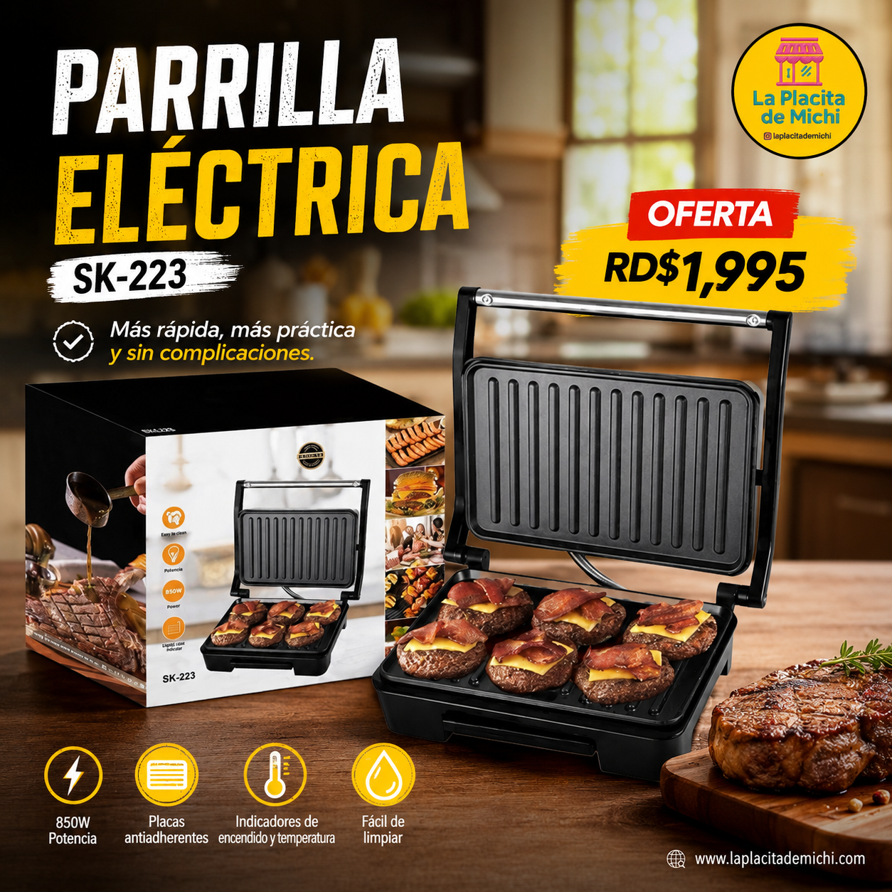 🔥🍔 PARRILLA ELÉCTRICA SK-223 – MÁS RÁPIDA, MÁS PRÁCTICA Y SIN COMPLICACIONES 🍔🔥

🆔 Cod. SK-223

💰RD$1,995