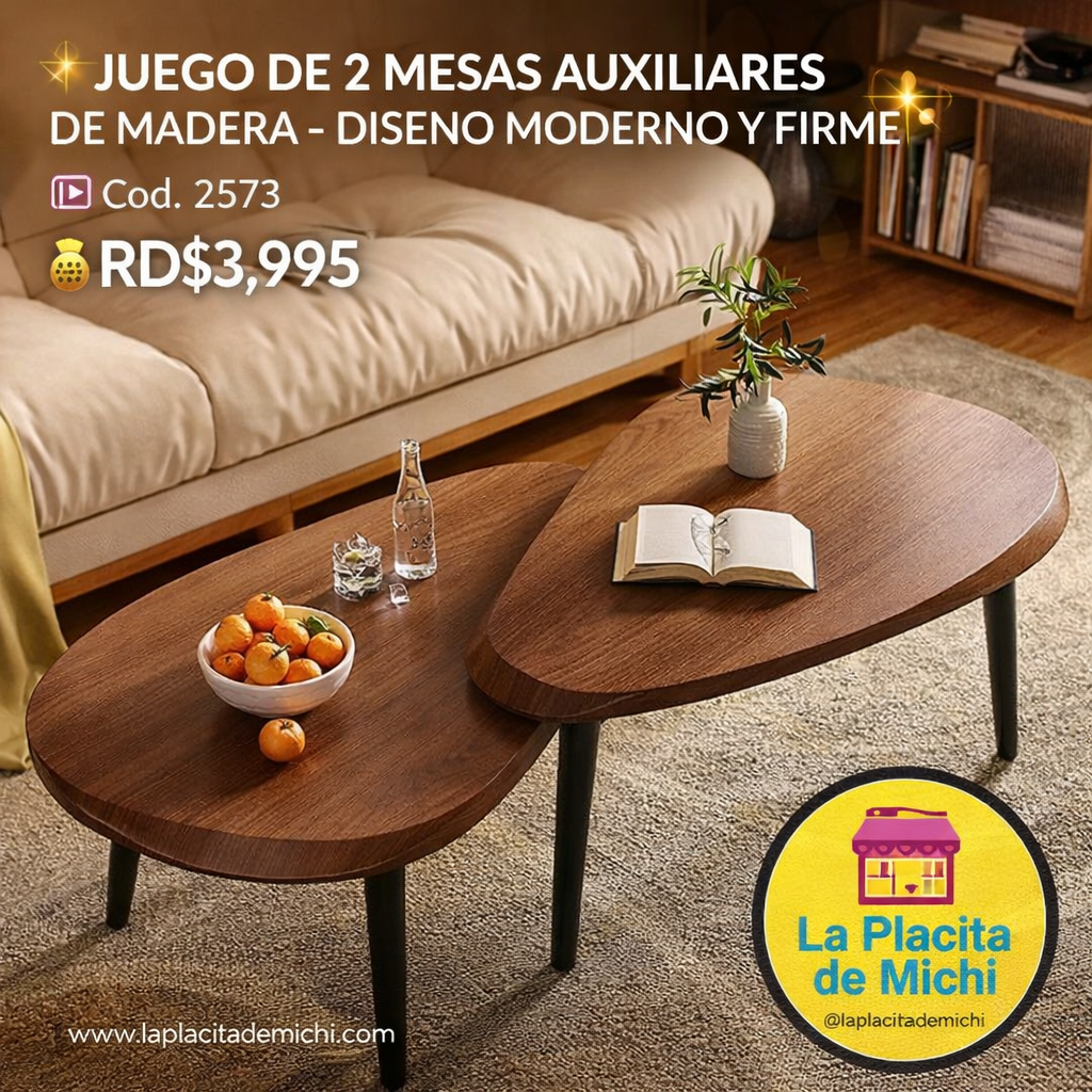 ✨ JUEGO DE 2 MESAS AUXILIARES DE MADERA – DISEÑO MODERNO Y FIRME ✨
🆔 Cod. 2573

💰 RD$3,995